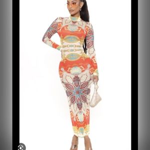 Fashion Nova Antique Beauty Mesh Maxi Dress
